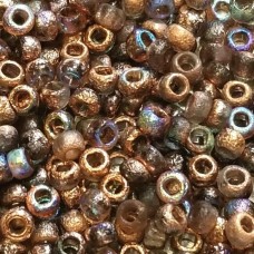 8/o Etched Seed Beads Crystal Etched Copper Rainbow